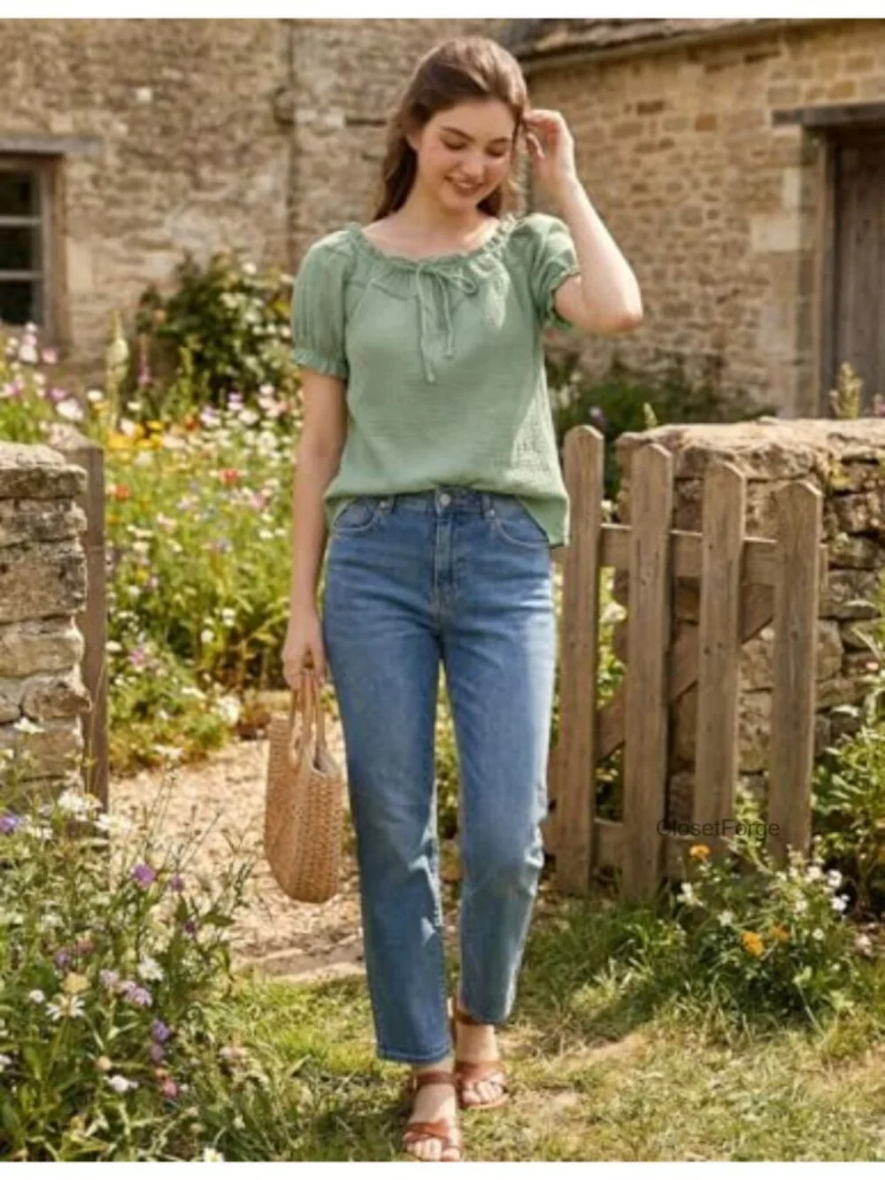 Off Shoulder Peasant Blouse for Women Cotton Puff Sleeve Loose Fit
